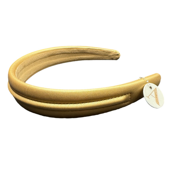 Fall Stitched Western Faux Leather Headband - Tannish-Gold - Picture 4 of 5